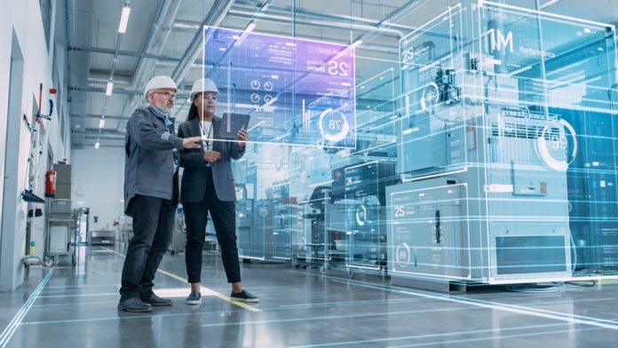Factory,Digitalization:,Two,Industrial,Engineers,Use,Tablet,Computer,,Ai,Big