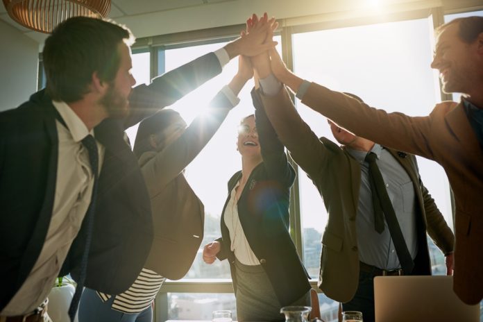 Happy,,Business,People,And,Hands,Together,With,Team,For,Collaboration,